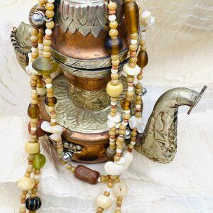 Extra Long Boho Necklace with Mixed Gemstones & Shells – 90–95 cm Statement